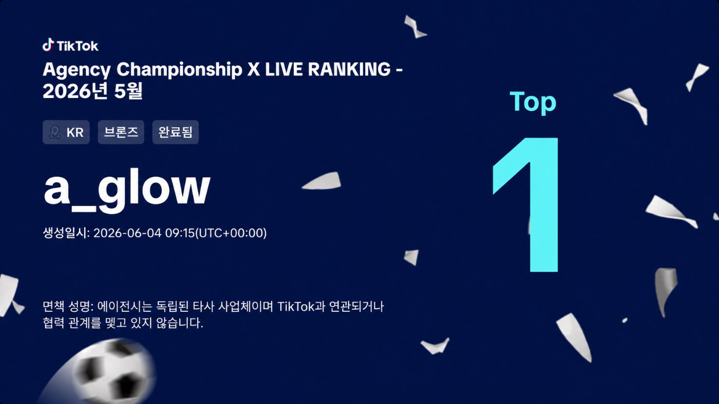 TikTok Agency Championship X LIVE RANKING 1위